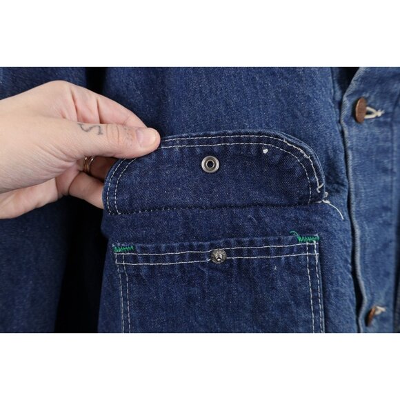 Vintage 70s Big Ben Mens 48 Distressed Blanket Lined Denim Chore Barn Jacket USA - Picture 9 of 16